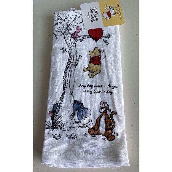 2 Pk Disney Winnie The Pooh Kitchen Towels A Day Spent With You Is My Favorite - Picture 2 of 11